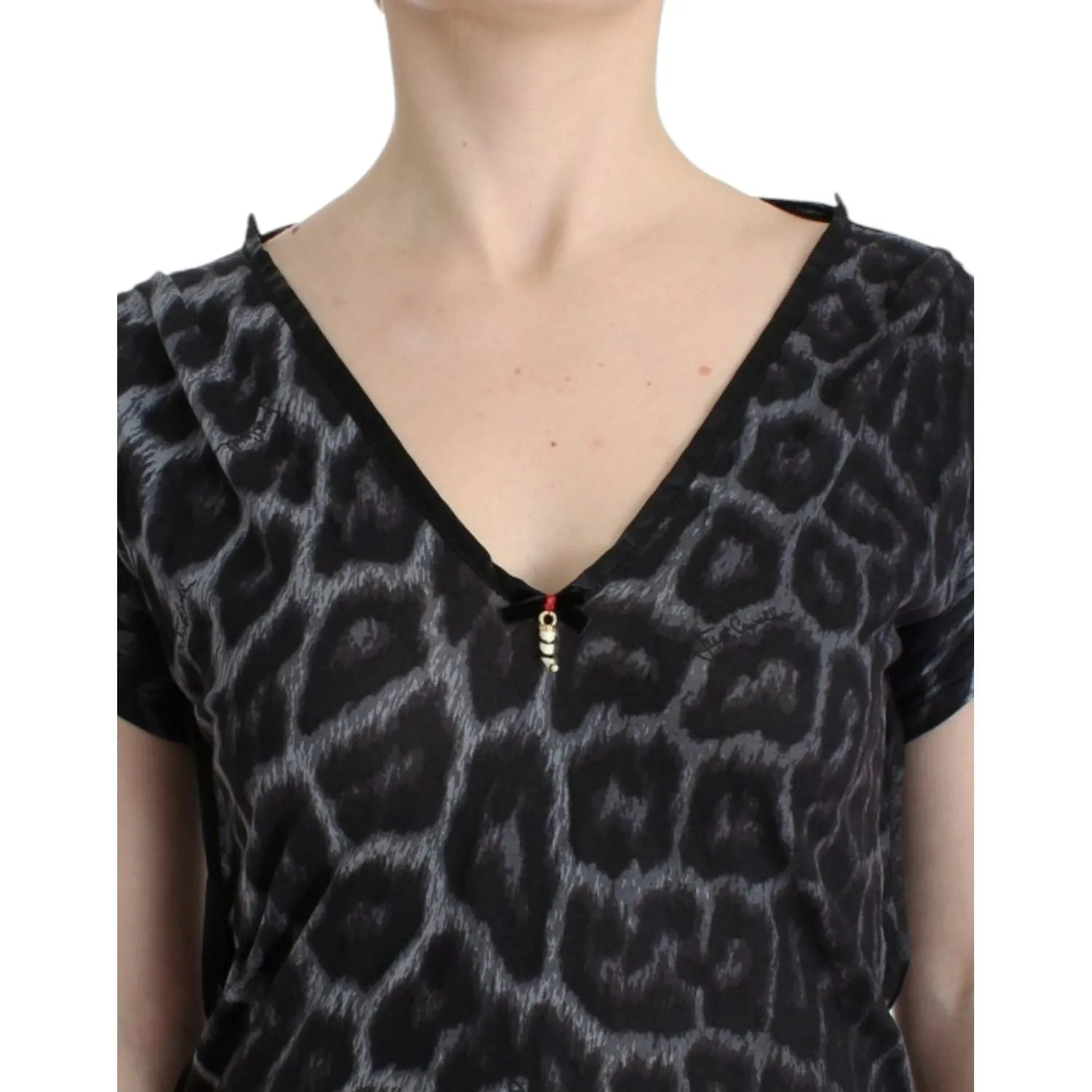 Cavalli Sultry Leopard V-Neck Modal Top