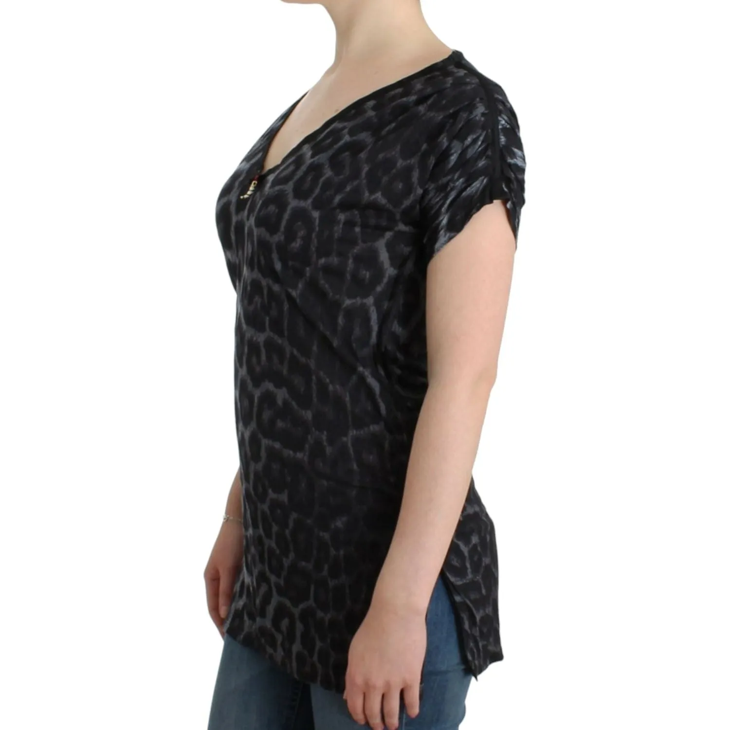 Cavalli Sultry Leopard V-Neck Modal Top