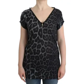 Cavalli Sultry Leopard V-Neck Modal Top