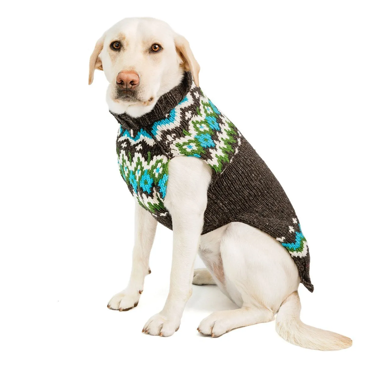 Charcoal Fairisle Wool Dog Sweater