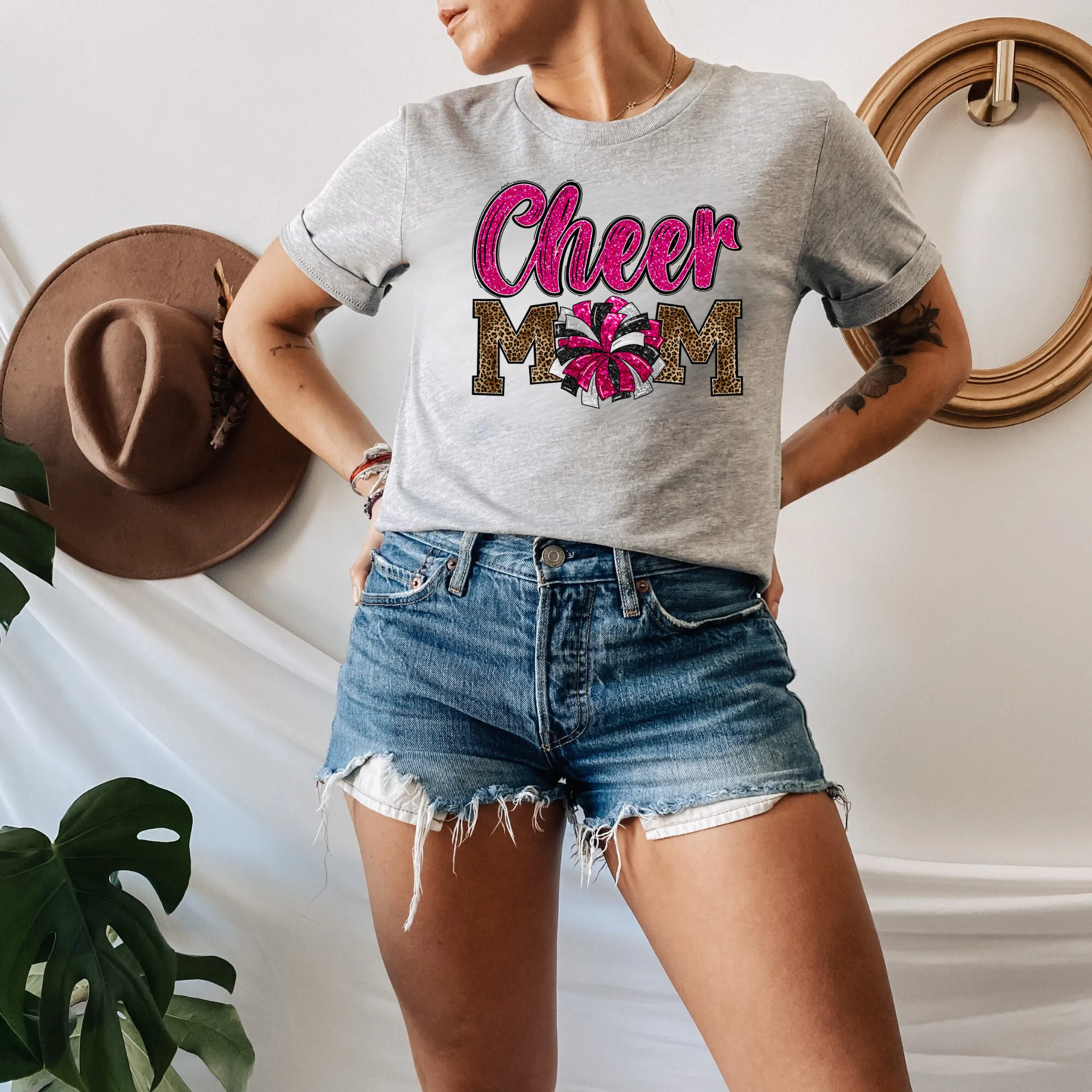 Cheer Mom Leopard Print Hot Pink Shirt | Cheer Mama Shirt