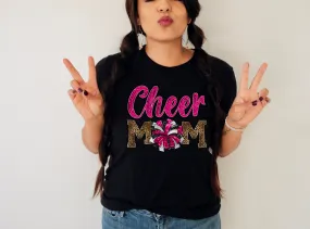 Cheer Mom Leopard Print Hot Pink Shirt | Cheer Mama Shirt