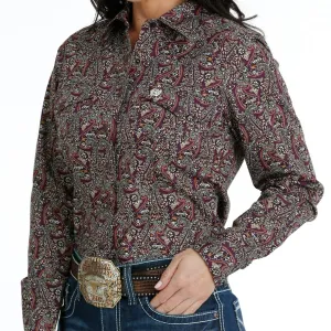 Cinch Women's Purple Paisley Western Snap Shirt