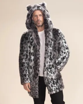 Classic Men's Faux Fur Coat | Snow Leopard