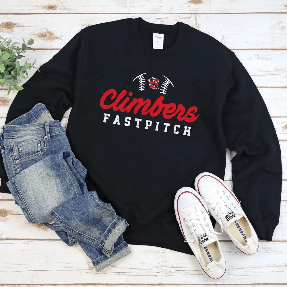 Climbers Fastpitch Half Softball with Logo Hoodie, Crewneck or T-shirt