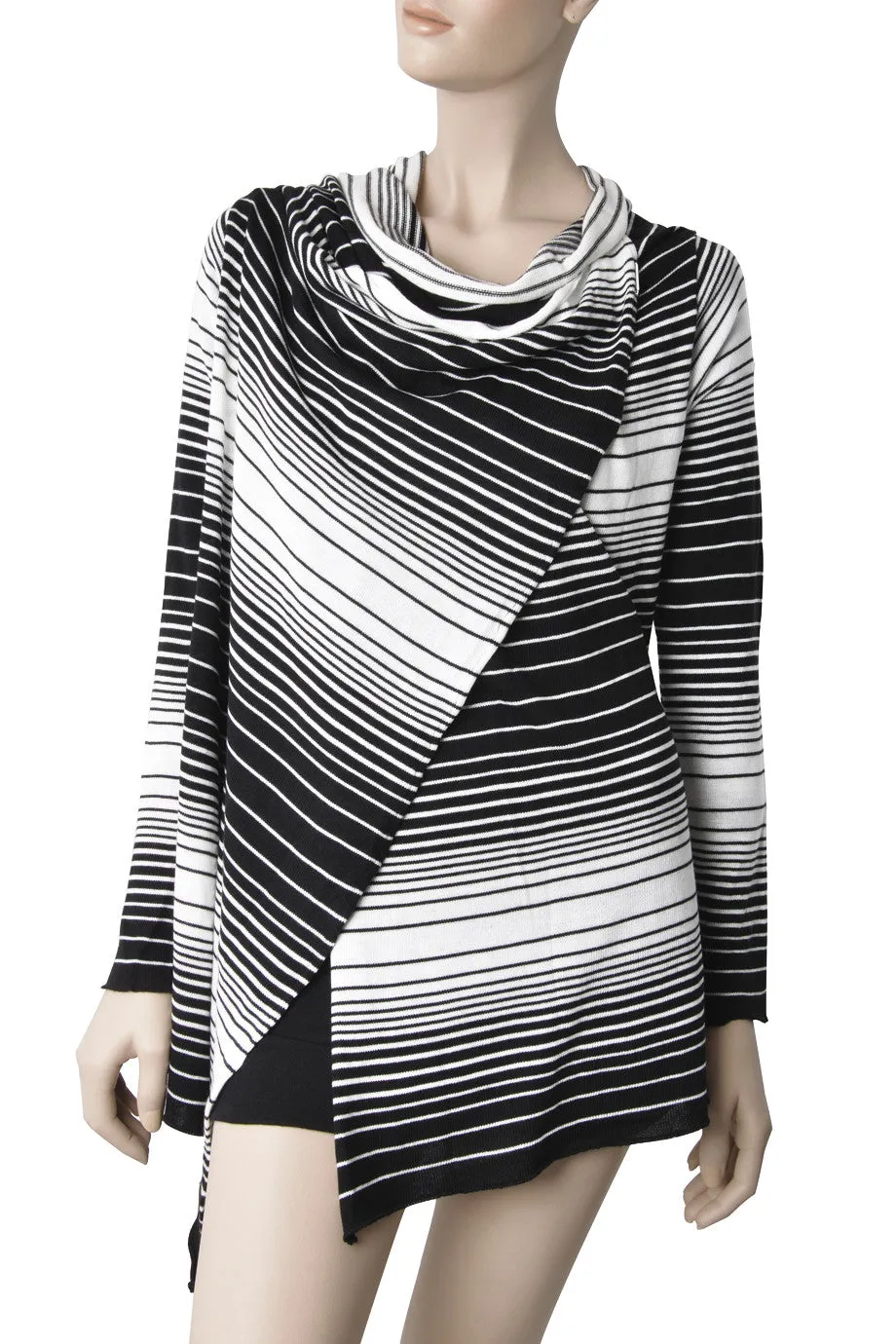 CLUBE BOSSA STRIPPED Black & White Cardigan