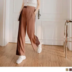 CONTRAST COLOR PATCHED HIGH WAIST WIDE LEG PANTS