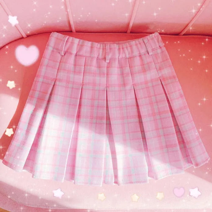 Cute, Fun, and Flirty: The Pink Heart Harajuku Plaid Women Schoolgirl Cosplay Mini Skirt