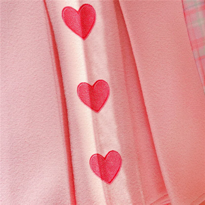 Cute, Fun, and Flirty: The Pink Heart Harajuku Plaid Women Schoolgirl Cosplay Mini Skirt