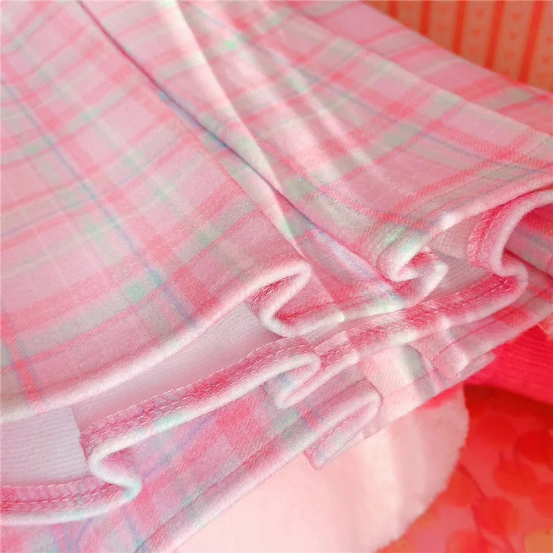 Cute, Fun, and Flirty: The Pink Heart Harajuku Plaid Women Schoolgirl Cosplay Mini Skirt