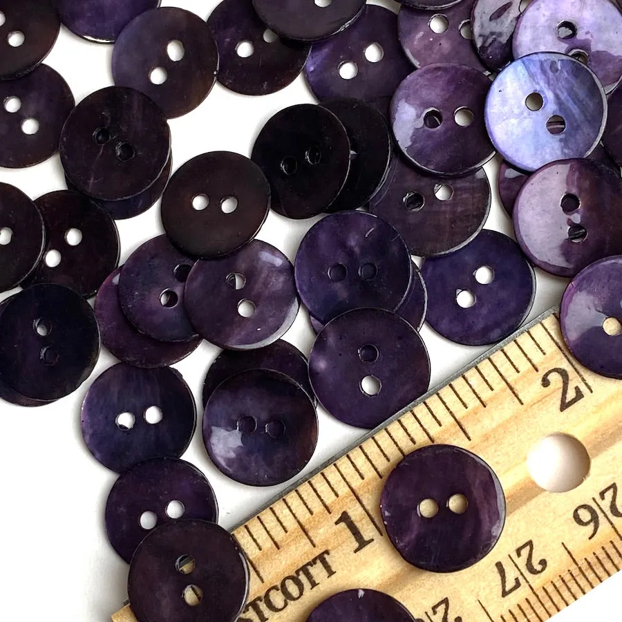 Dark Purple 1/2" / 12.5mm Shell, Pack of FIFTY  Buttons for $4.50 #LP-45