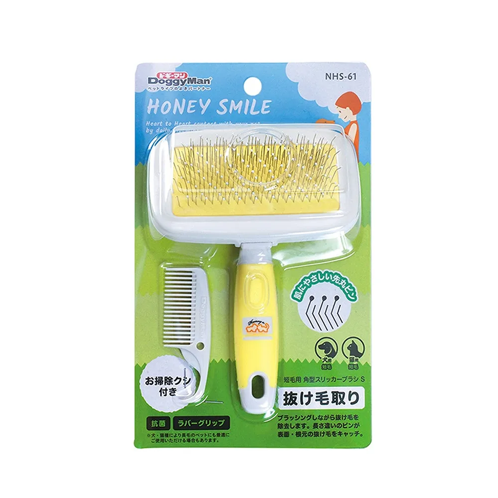 Doggyman Honey Smile Ball Pin Slicker Brush for Short Coat Cats & Dogs