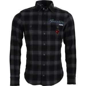 Dolce & Gabbana Elegant Black and Gray Button Down Shirt