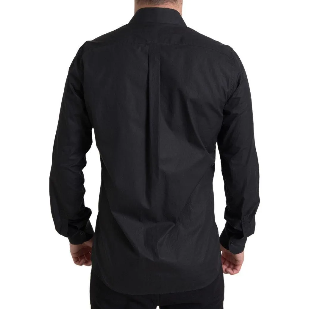 Dolce & Gabbana Elegant Black Gold Button Formal Shirt