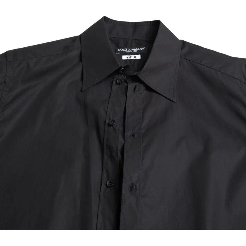 Dolce & Gabbana Elegant Black Gold Button Formal Shirt