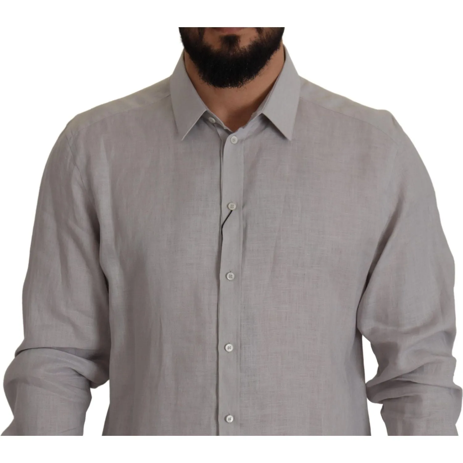 Dolce & Gabbana Elegant Grey Slim Fit Linen Shirt