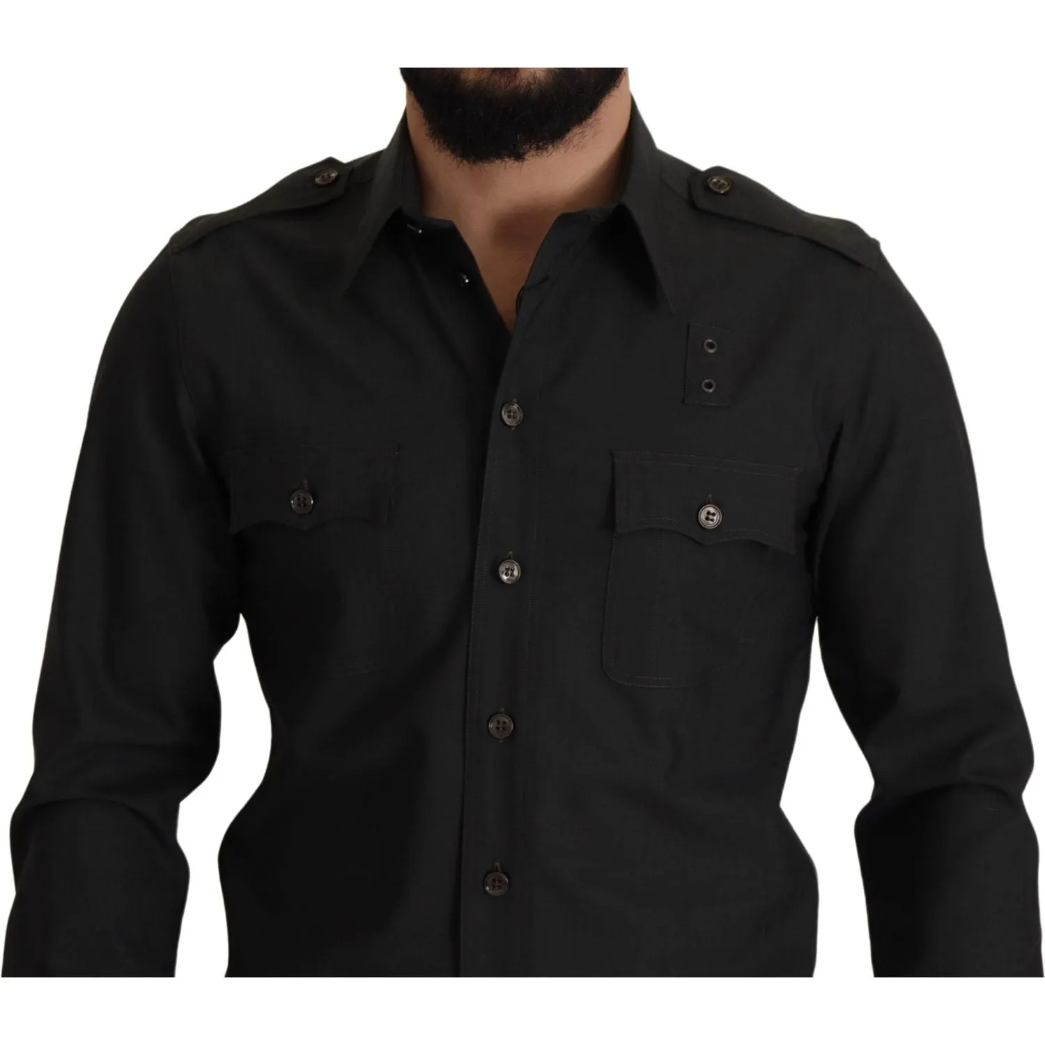 Dolce & Gabbana Elegant Slim Fit Dark Green Cotton Shirt