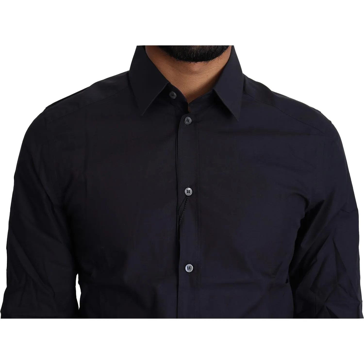 Dolce & Gabbana Navy Blue Slim Fit Gold Series Dress Shirt