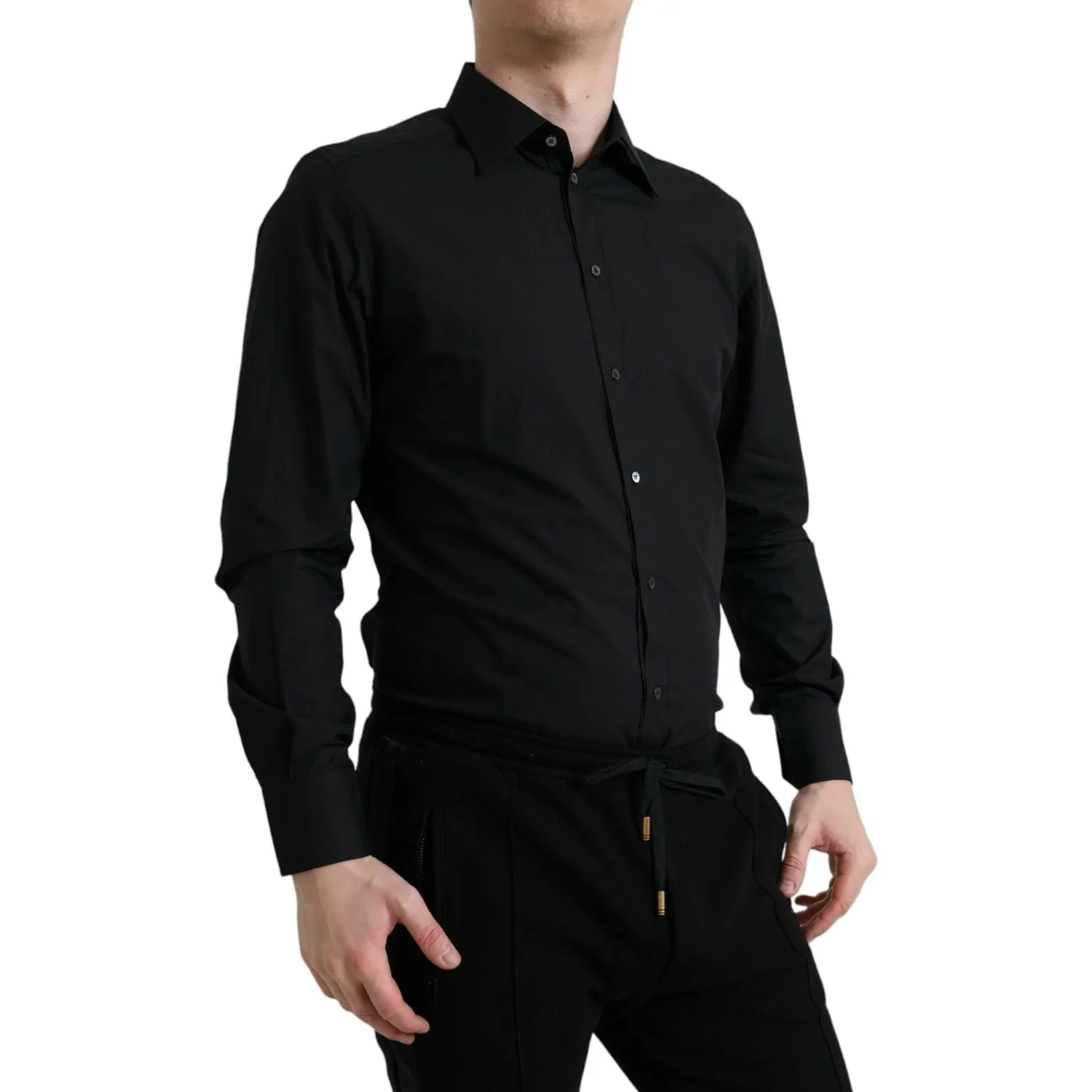 Dolce & Gabbana Sleek Black Slim Fit Italian Dress Shirt