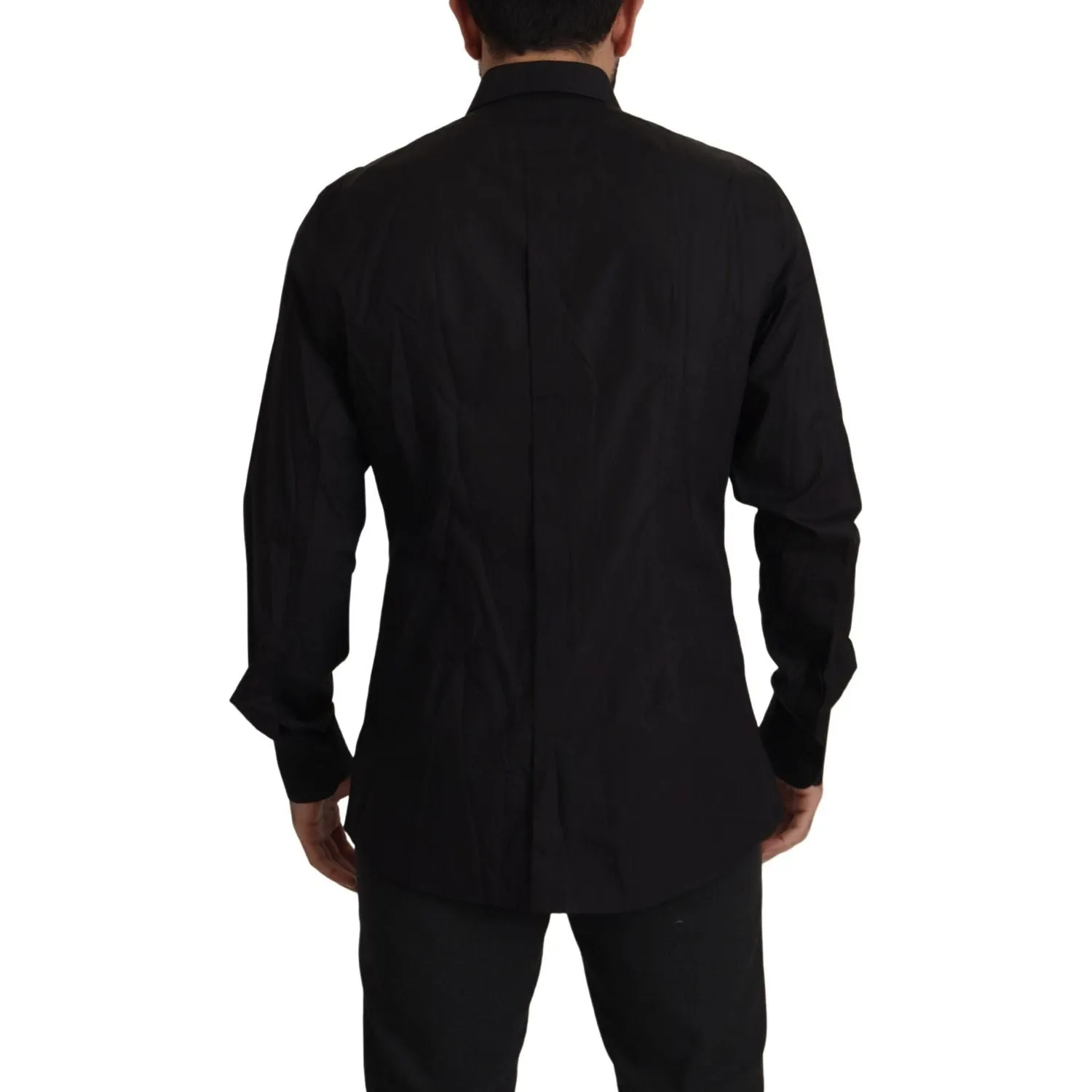 Dolce & Gabbana Sleek Black Tuxedo Dress Shirt - Slim Fit