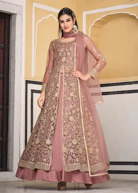 Dusty Mauve Skirt & Pant Style Designer Anarkali Suit