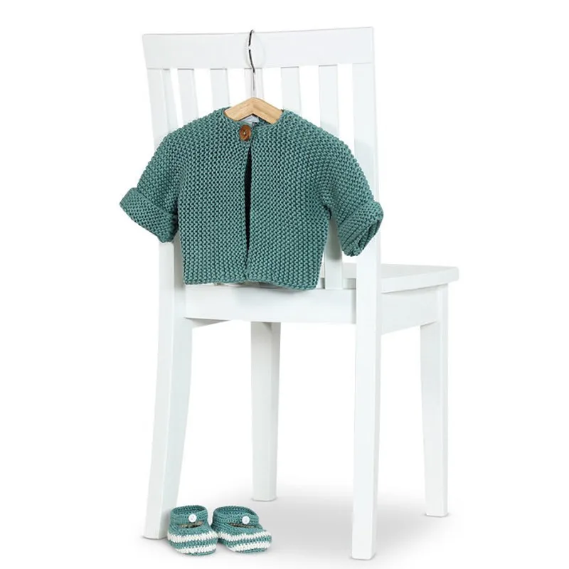 Elf Garter Stitch Baby Cardigan - Sage (0-3 months)