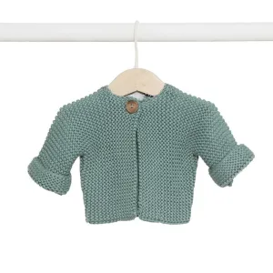 Elf Garter Stitch Baby Cardigan - Sage (0-3 months)