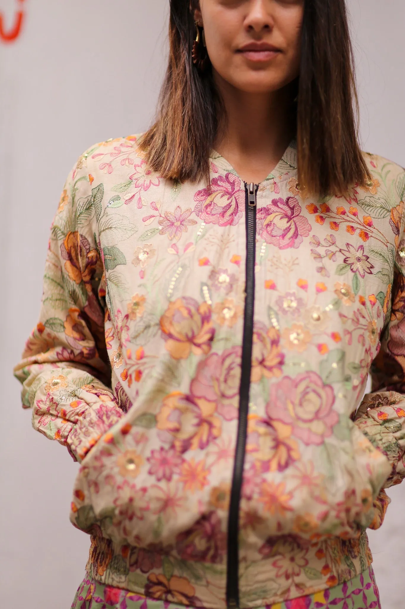 EMBROIDERED SILK BOMBER JACKET HANE