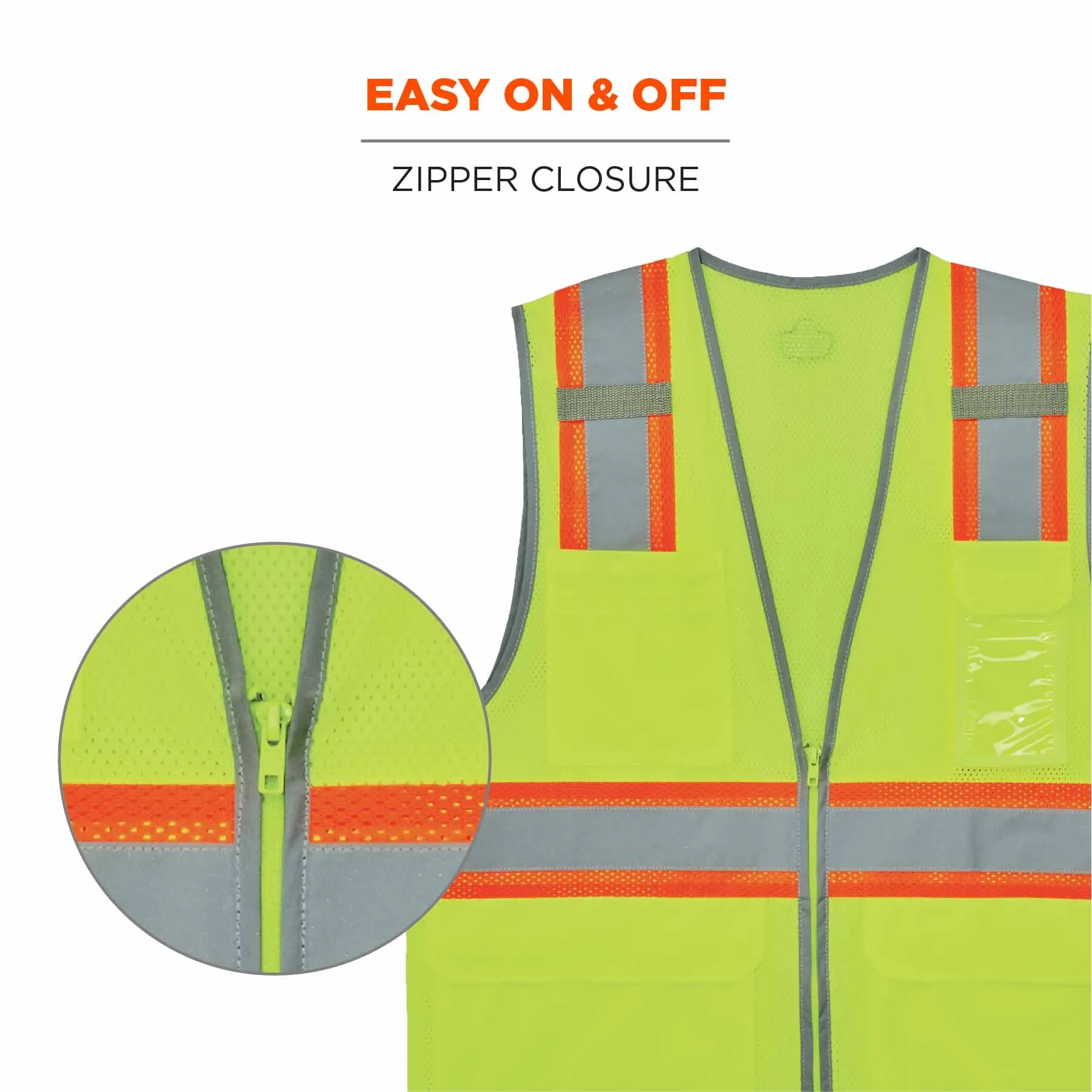 Ergodyne 24563 8246Z-S M Lime Class 2 Two-Tone Mesh Vest - Single Size