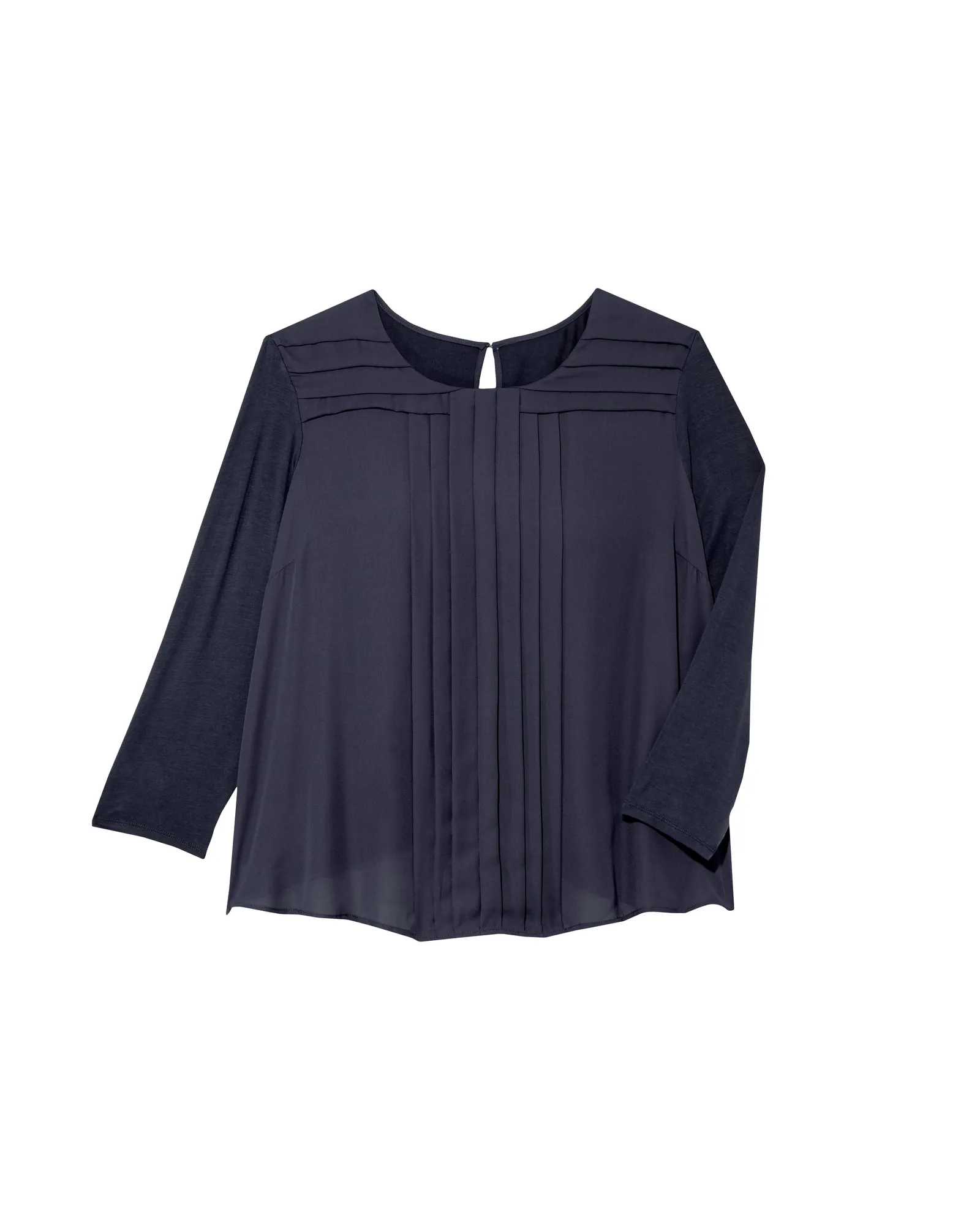 Esmeralda 3/4 Sleeve Front Pleat Blouse | Navy