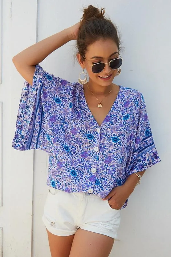 Ethnic Half Sleeve Loose Shirt