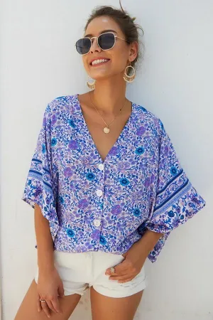 Ethnic Half Sleeve Loose Shirt