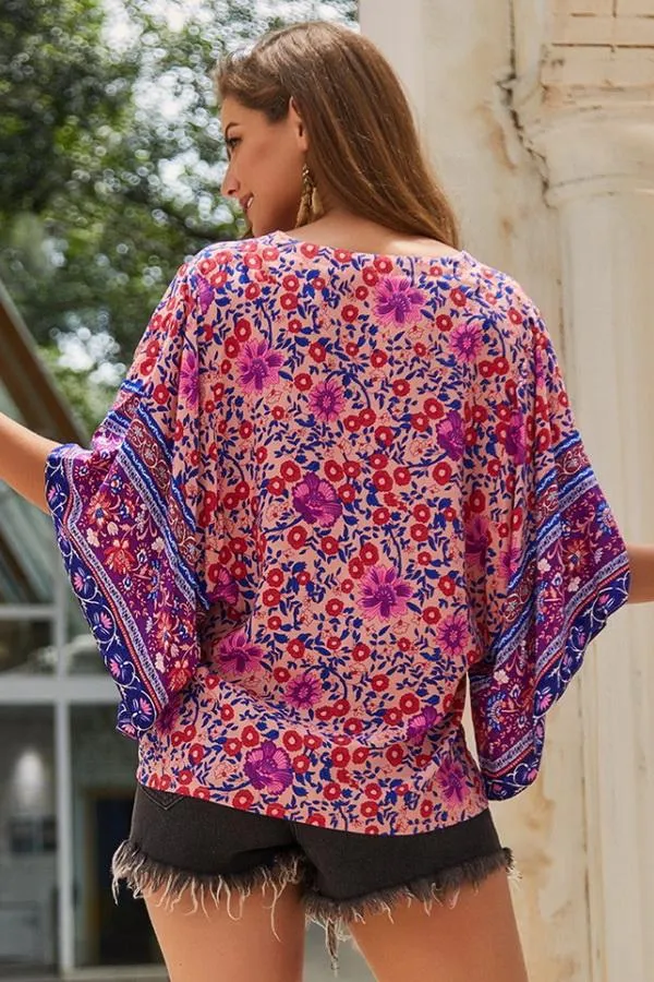 Ethnic Half Sleeve Loose Shirt