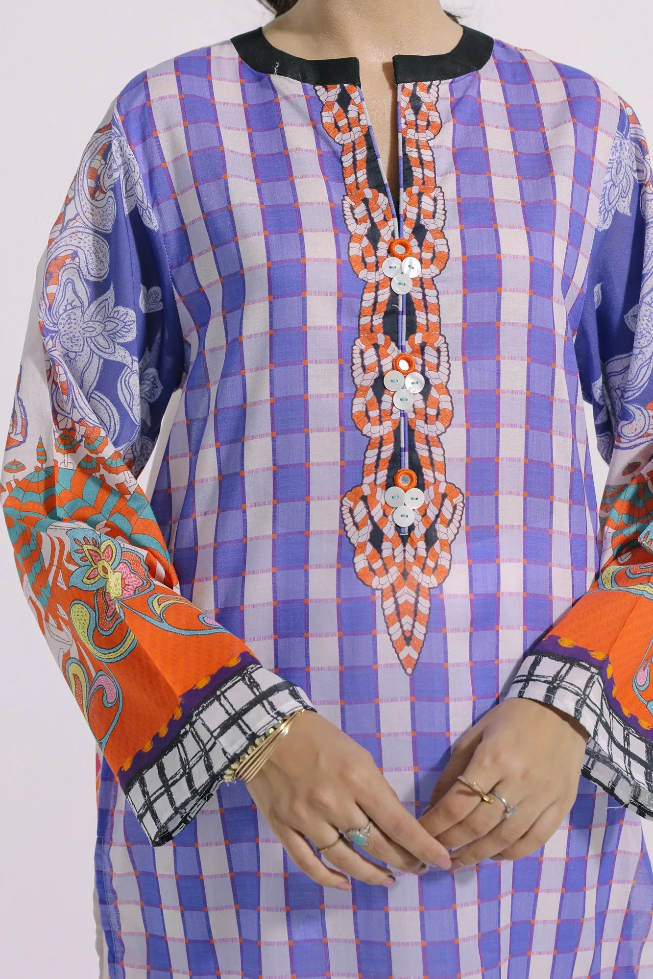 Ethnic Lilac Printed Lawn Shirt