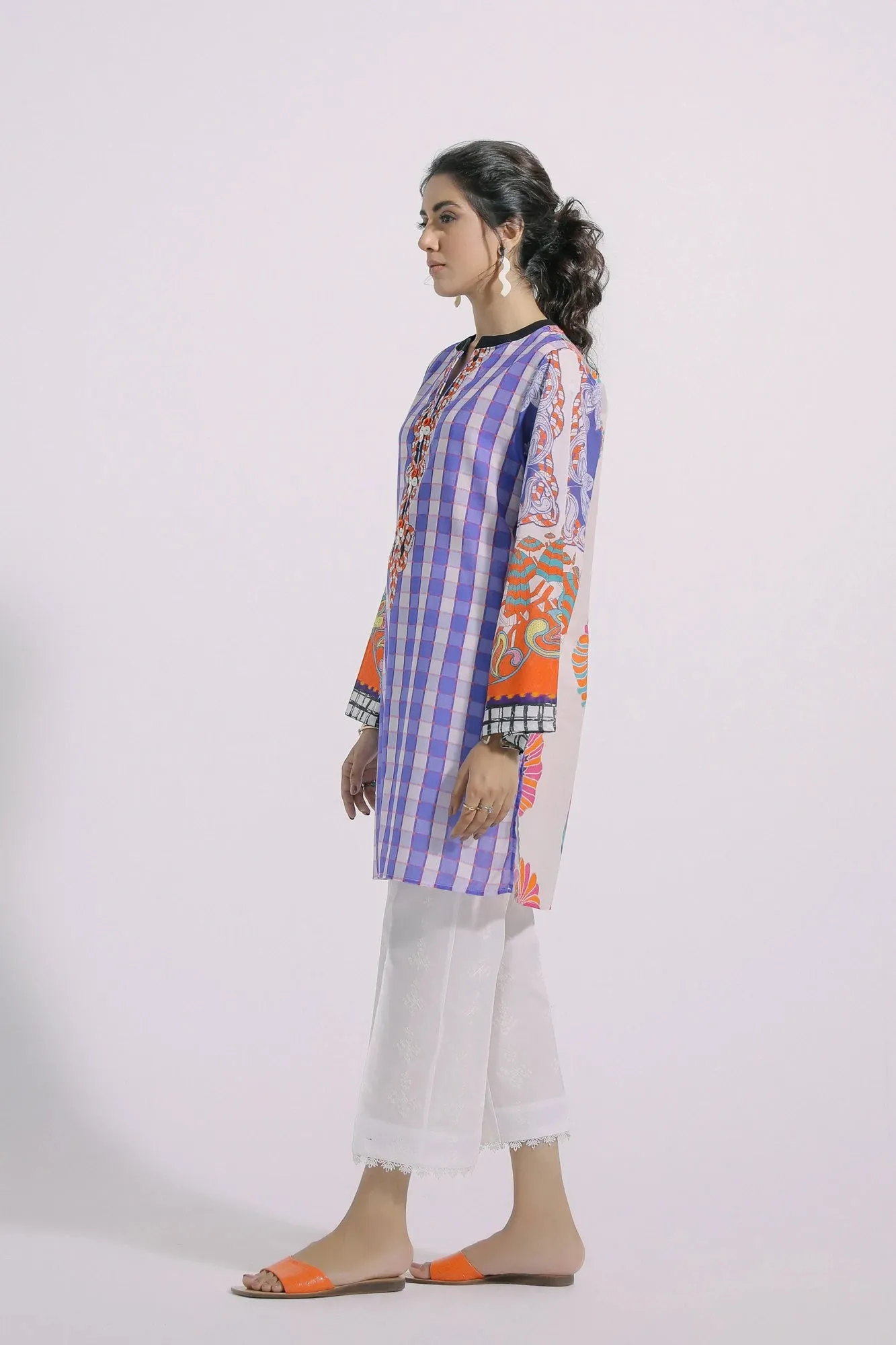 Ethnic Lilac Printed Lawn Shirt