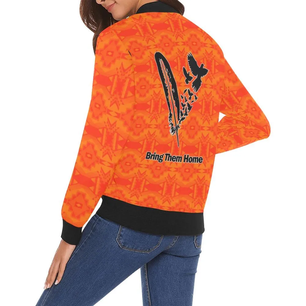 Fancy Orange Bring Them Home Bomber Jacket for Women