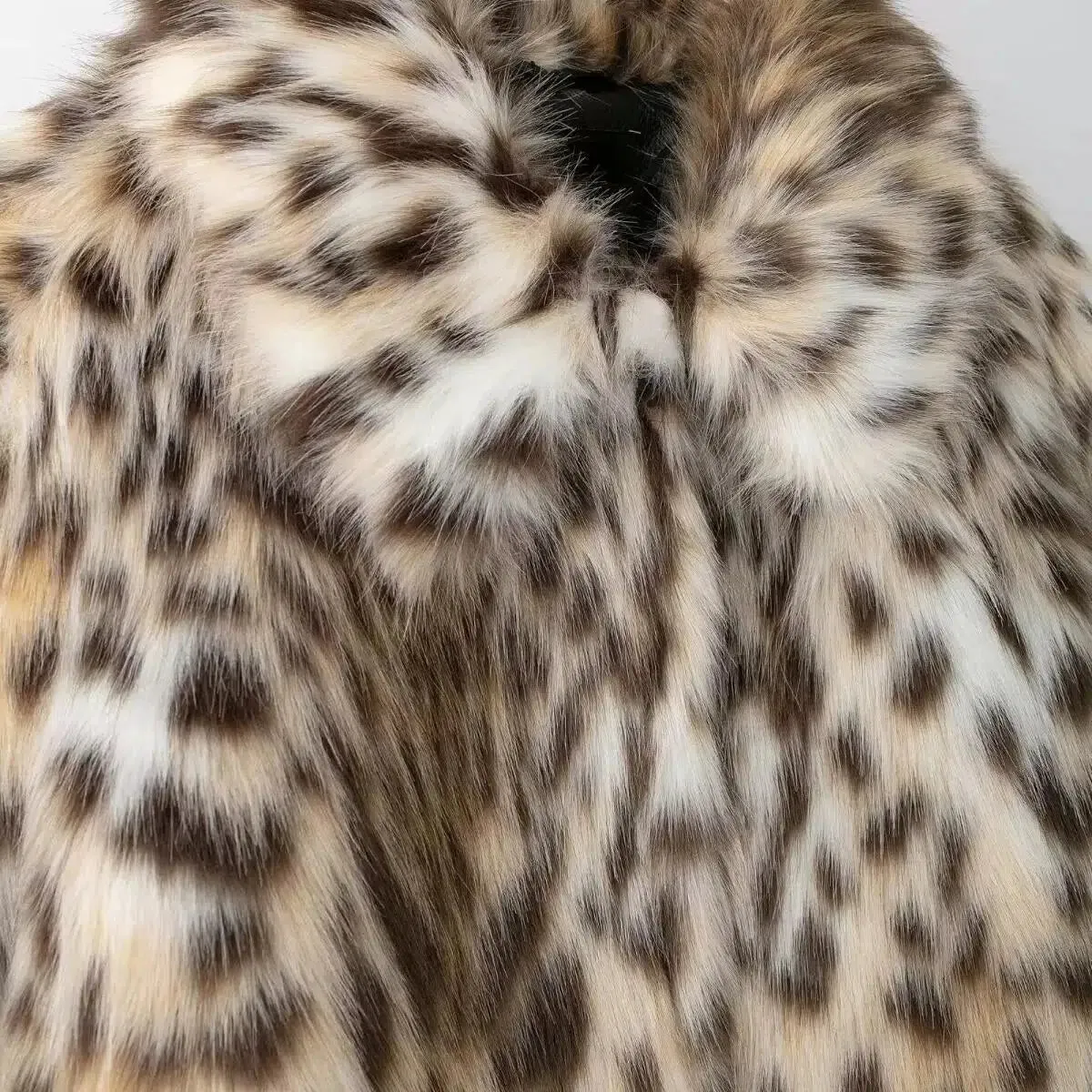 Faux Fur Leopard Print Coat