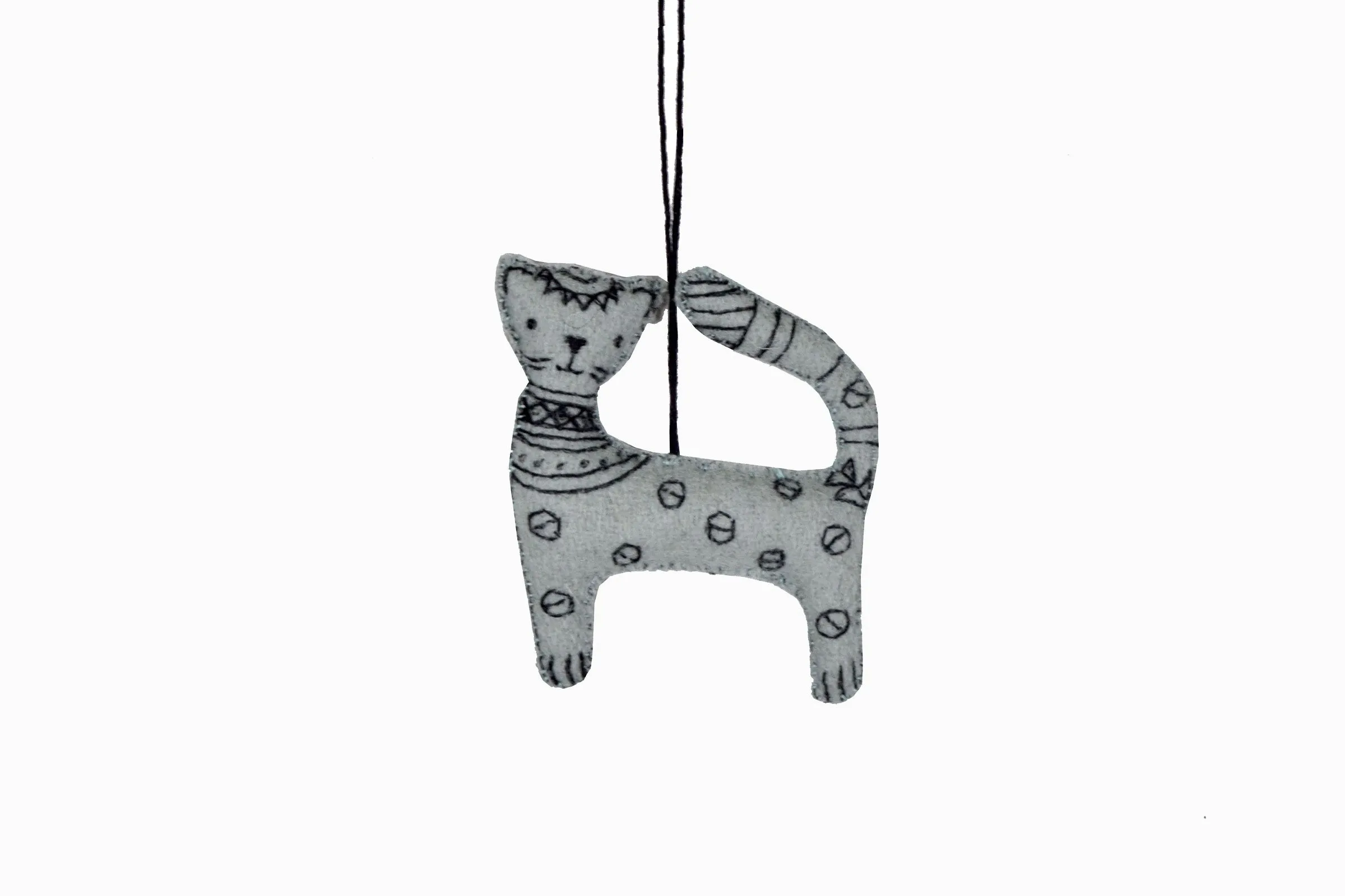 Felt snow leopard decoration