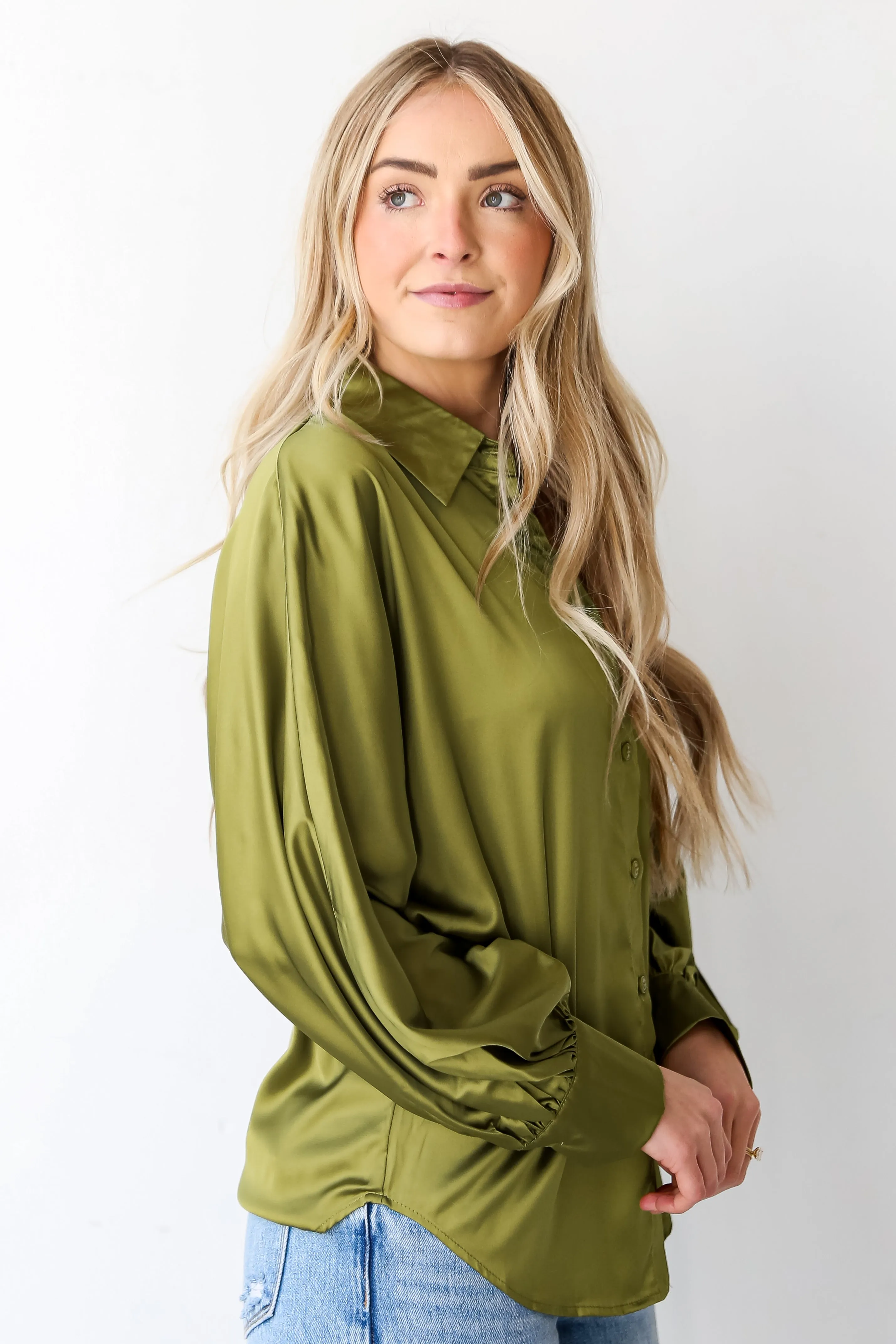 FINAL SALE - Lovely Delight Satin Button-Up Blouse - DU DEAL