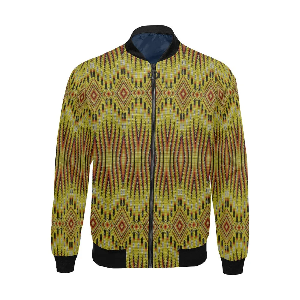 Fire Feather Yellow All Over Print Bomber Jacket for Men