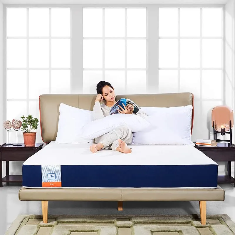 Flo Ergo™ Mattress | Aloe Vera Infused Memory Foam Mattress with Motion Isolation™ Technology | Medium Soft Feel | 6 inch Mattress in Queen Size (78x60x6 inches) | 10 Year Warranty