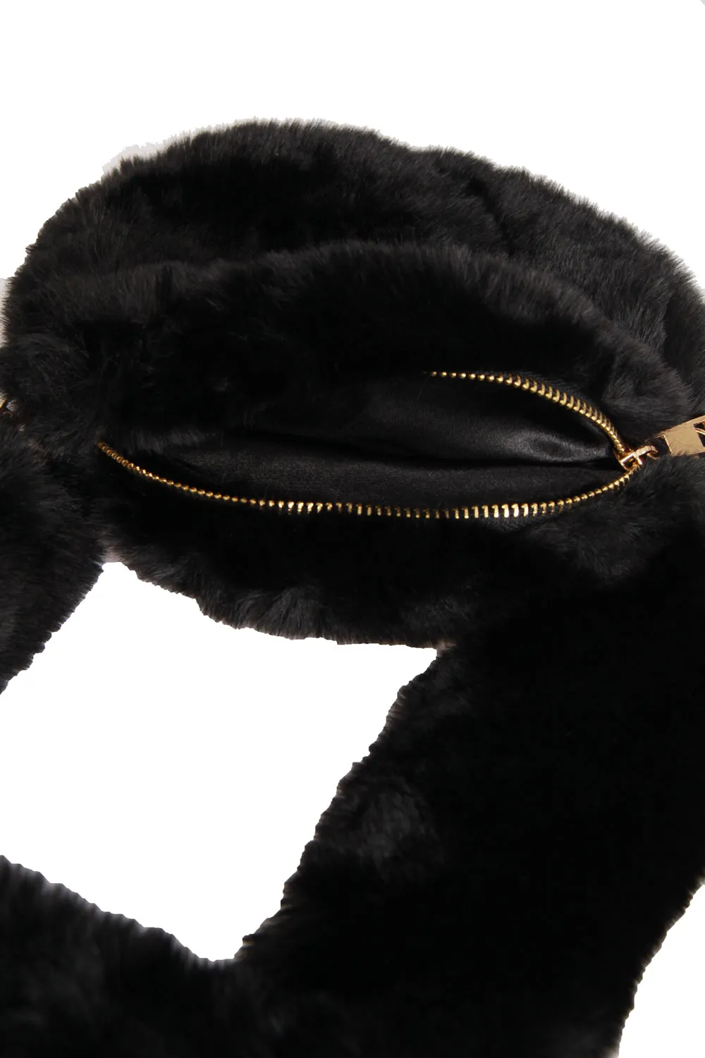 Fluffy Soft Faux Fur Circle Bag With Fur Strap