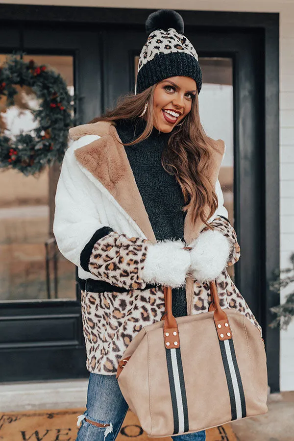 Flurries In Florence Leopard Plush Coat In White