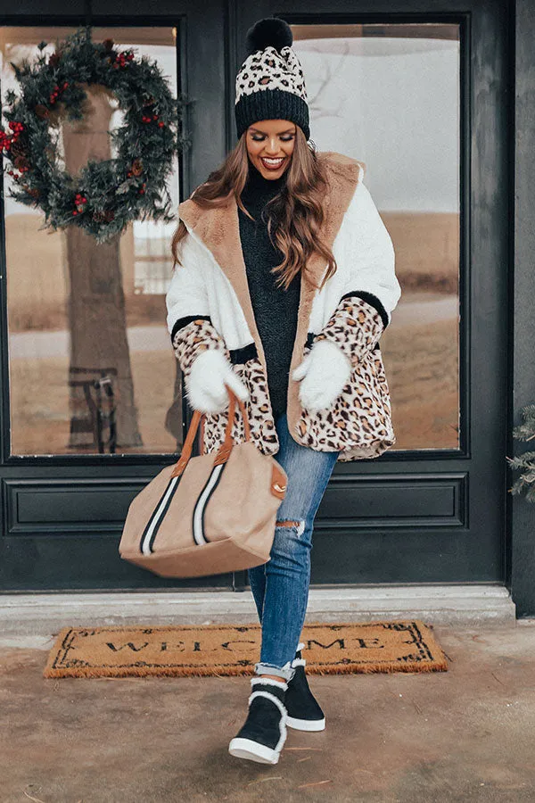 Flurries In Florence Leopard Plush Coat In White