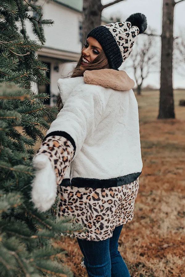 Flurries In Florence Leopard Plush Coat In White