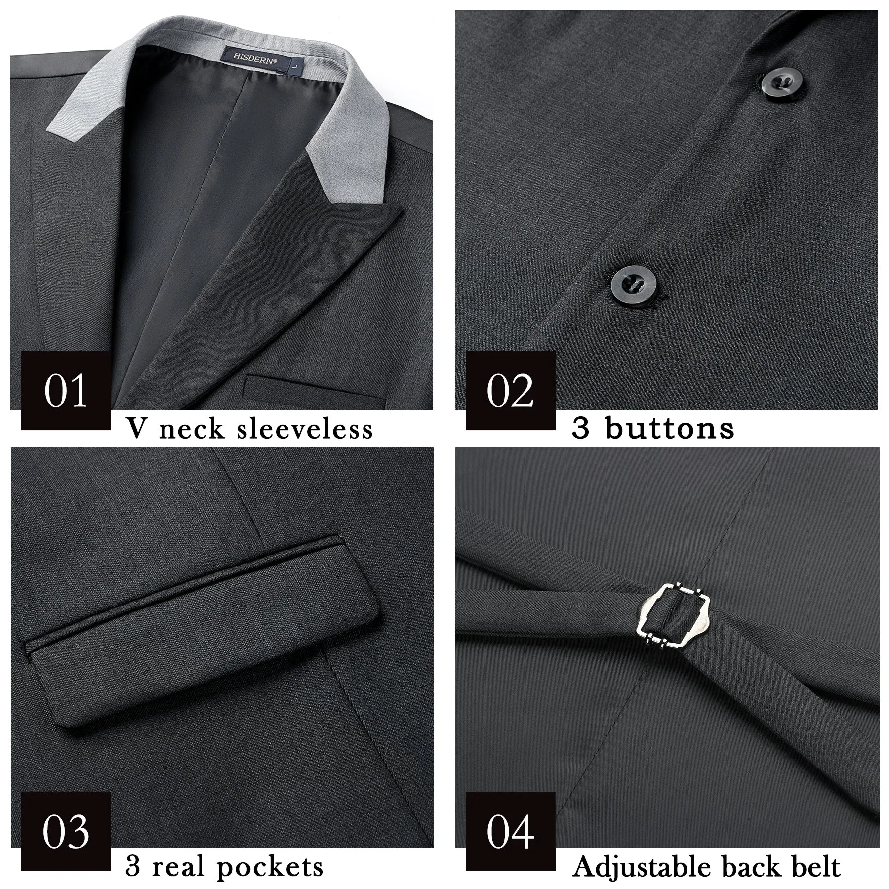 Formal Suit Vest - A-CHARCOAL