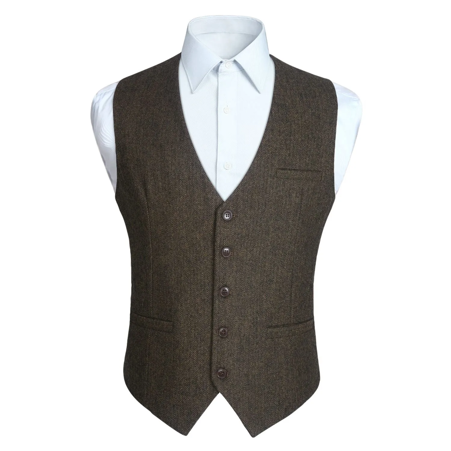 Formal Suit Vest - A-KHAKI-SMOOTH BACK