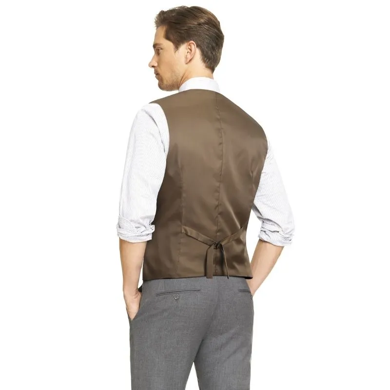 Formal Suit Vest - A-KHAKI-SMOOTH BACK