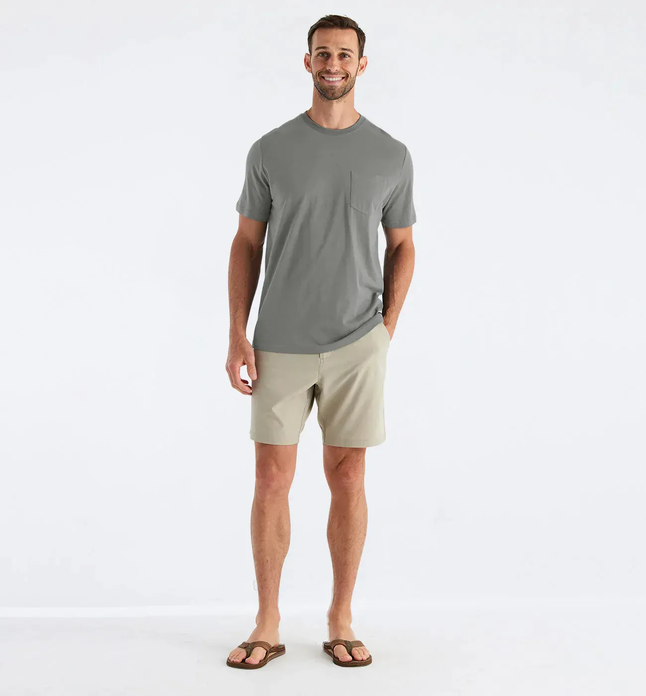 Free Fly Men's Bamboo Heritage Pocket Tee in Fatigue