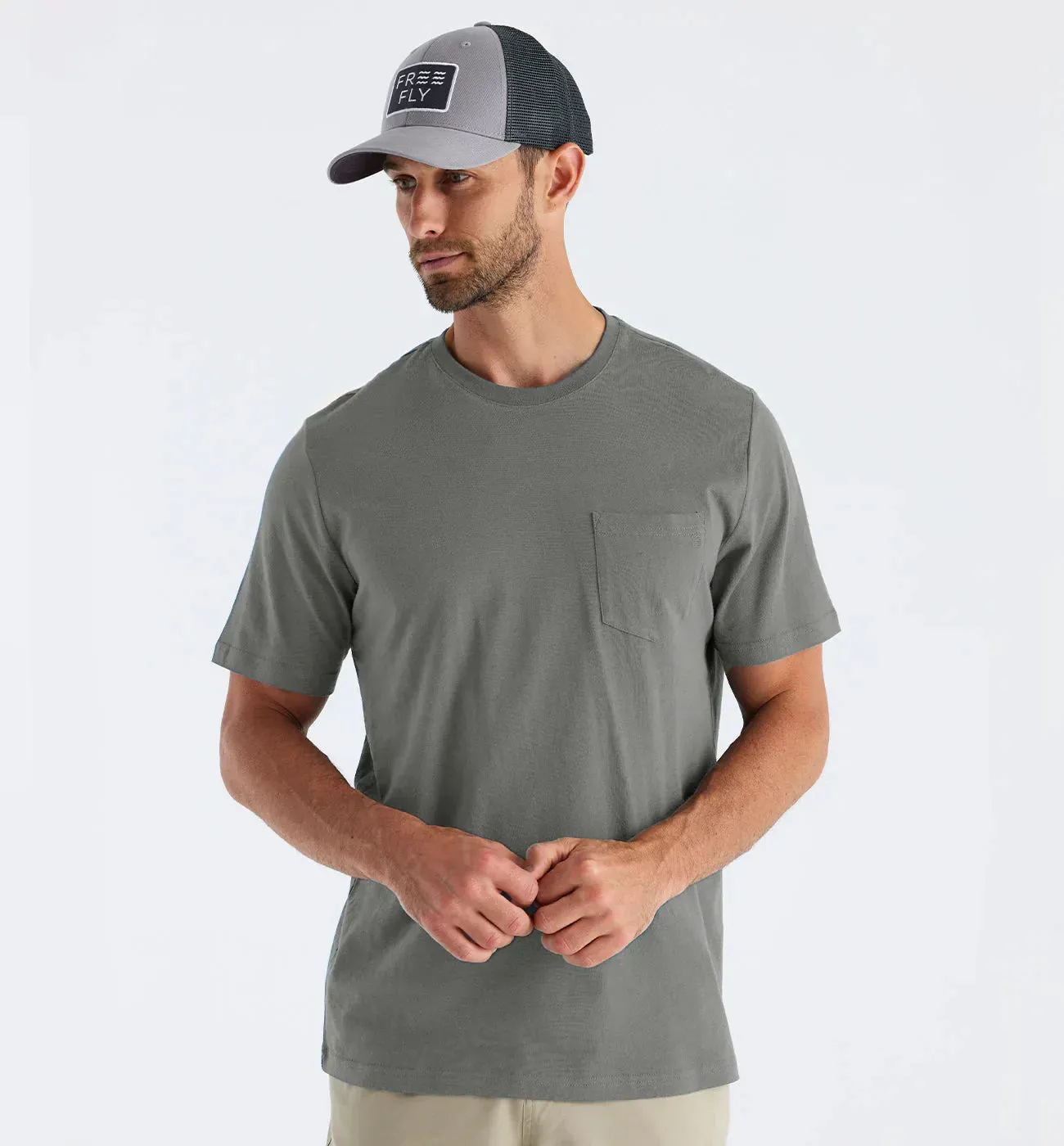 Free Fly Men's Bamboo Heritage Pocket Tee in Fatigue